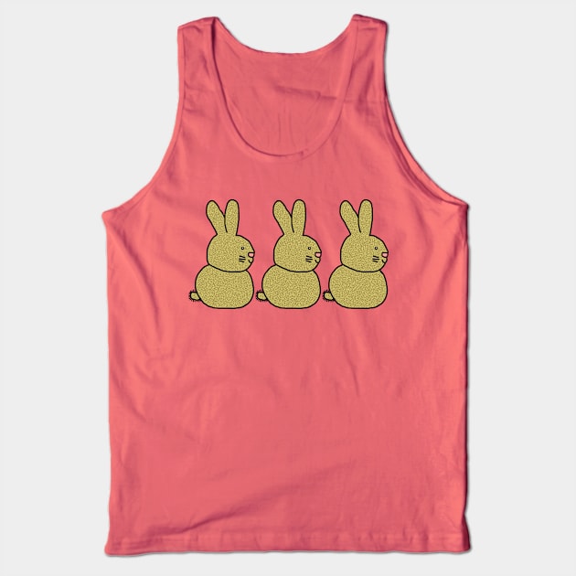 Three Gold Metallic Easter Bunny Rabbits Tank Top by ellenhenryart